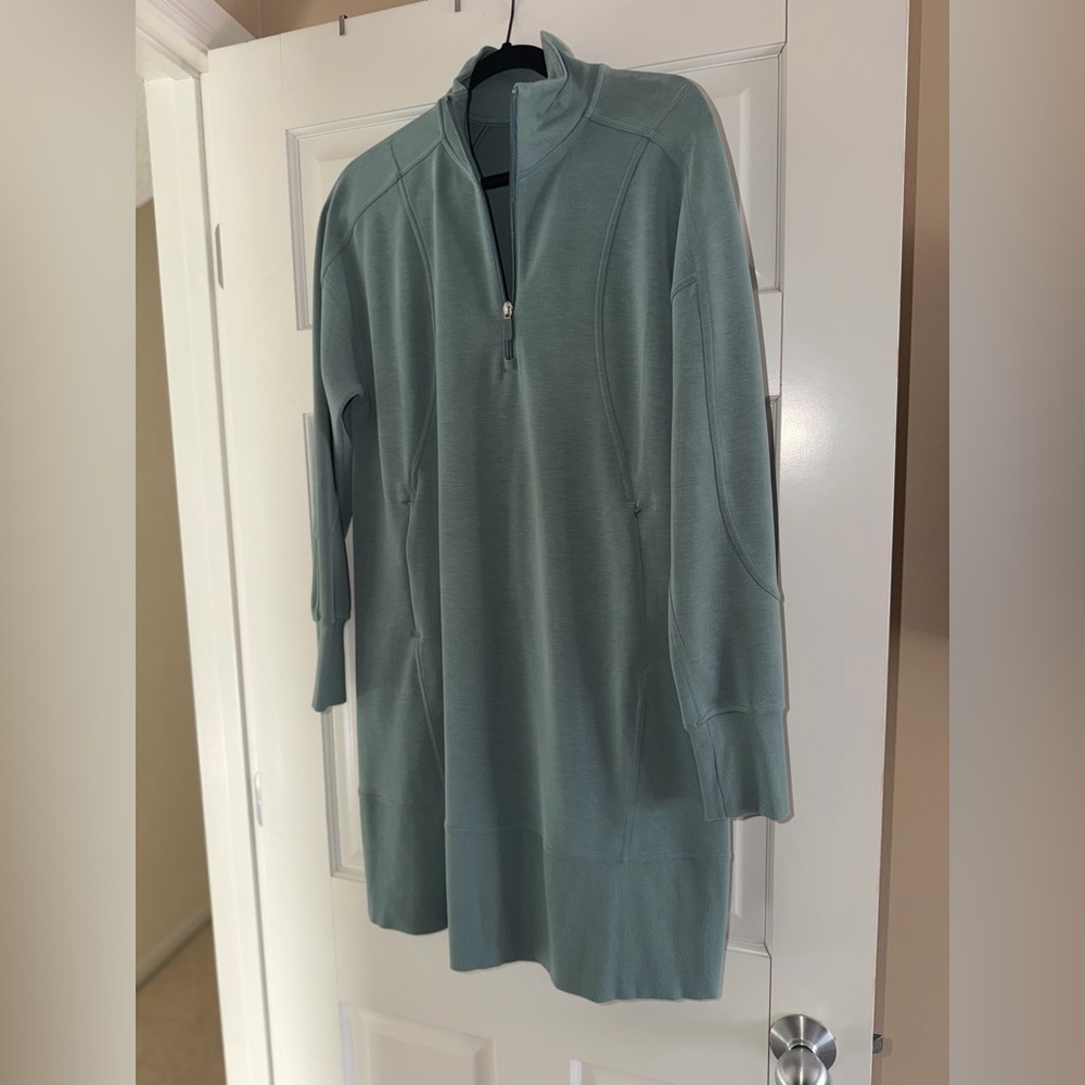Lululemon Softstreme Long-Sleeve Half-Zip Dress Tidewater Teal 8 $138